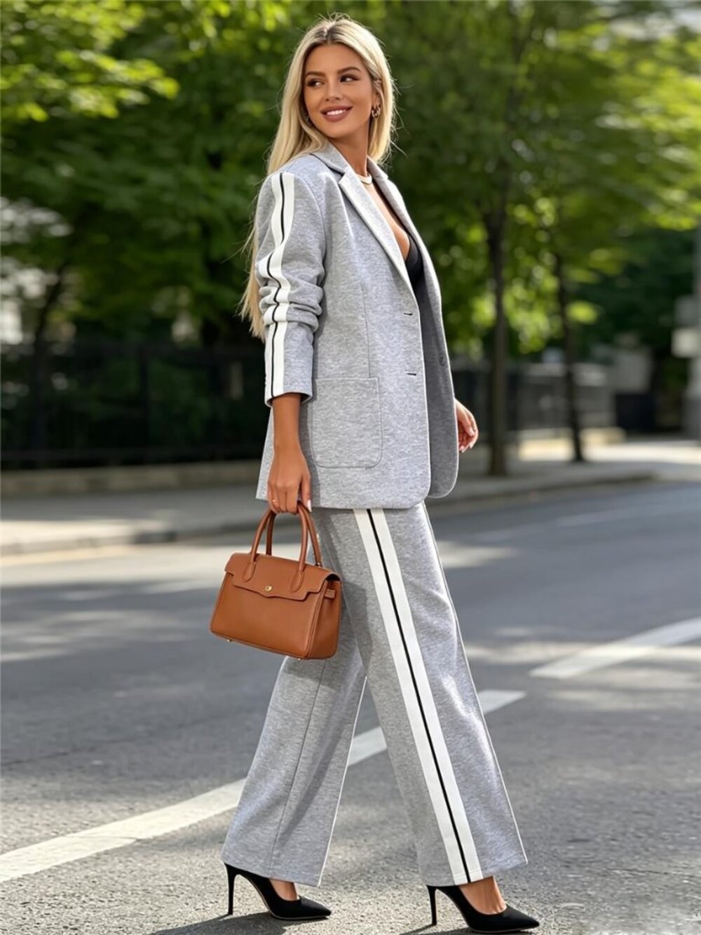 NWT Business Casual Chic Pants Set - Gray - Picture 6 of 7